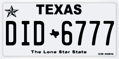 TX license plate DID6777