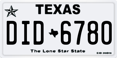 TX license plate DID6780