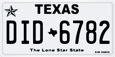 TX license plate DID6782