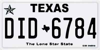 TX license plate DID6784