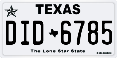 TX license plate DID6785