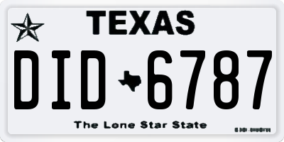 TX license plate DID6787