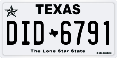 TX license plate DID6791