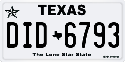 TX license plate DID6793