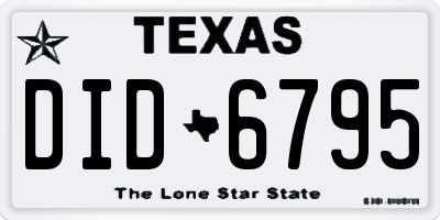 TX license plate DID6795