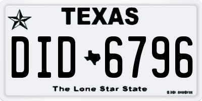 TX license plate DID6796