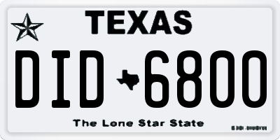TX license plate DID6800