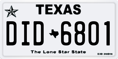 TX license plate DID6801