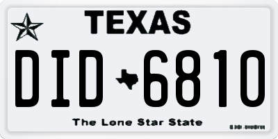 TX license plate DID6810