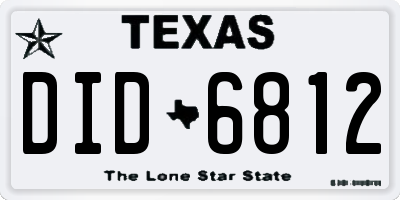 TX license plate DID6812