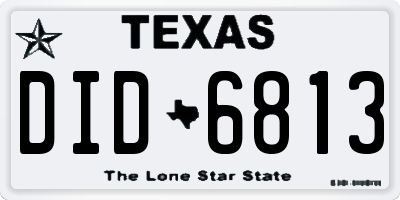 TX license plate DID6813
