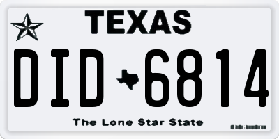 TX license plate DID6814