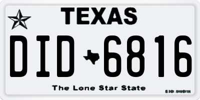 TX license plate DID6816