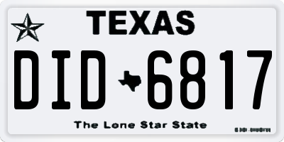 TX license plate DID6817