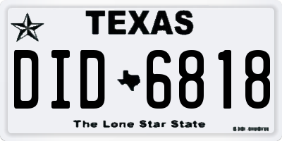 TX license plate DID6818