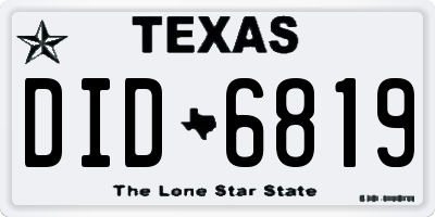 TX license plate DID6819