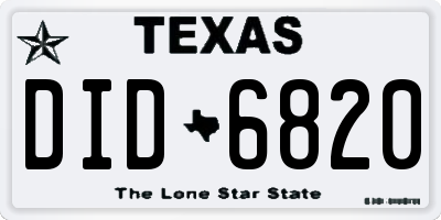 TX license plate DID6820