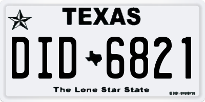 TX license plate DID6821