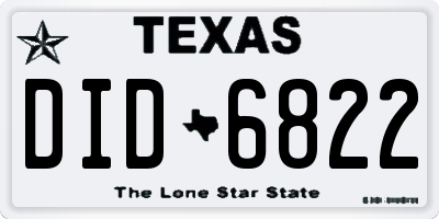TX license plate DID6822