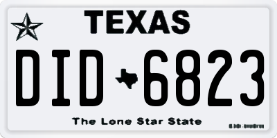TX license plate DID6823