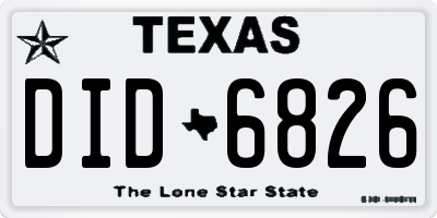 TX license plate DID6826
