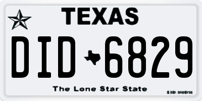 TX license plate DID6829