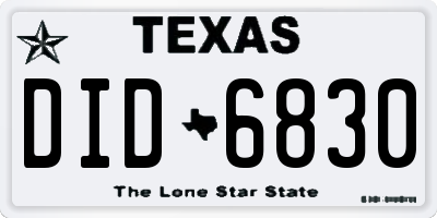 TX license plate DID6830