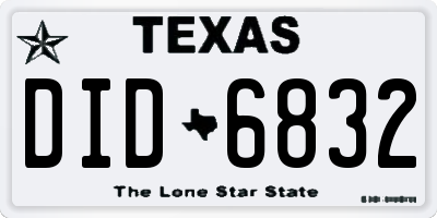 TX license plate DID6832