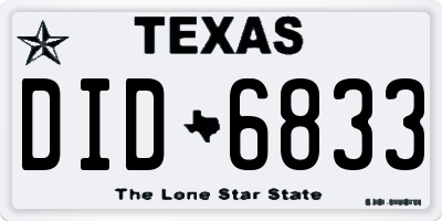 TX license plate DID6833