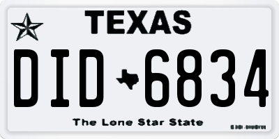 TX license plate DID6834