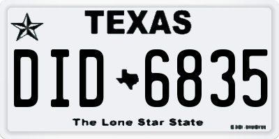 TX license plate DID6835
