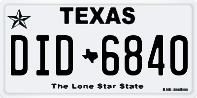 TX license plate DID6840