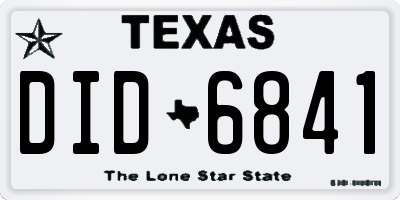 TX license plate DID6841