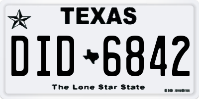 TX license plate DID6842