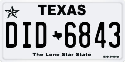 TX license plate DID6843