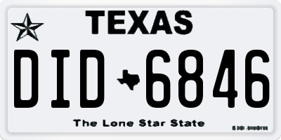 TX license plate DID6846