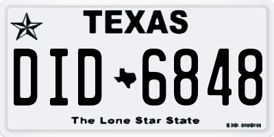 TX license plate DID6848