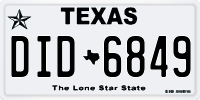 TX license plate DID6849