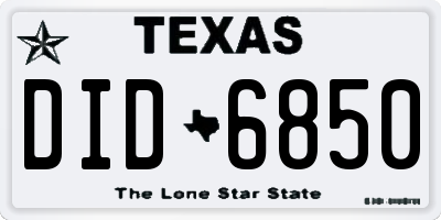 TX license plate DID6850