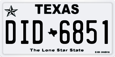 TX license plate DID6851