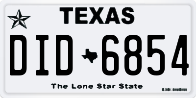 TX license plate DID6854