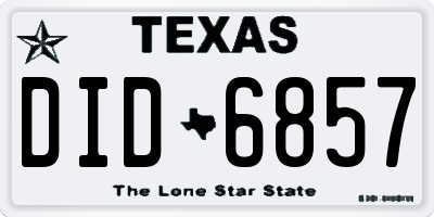 TX license plate DID6857