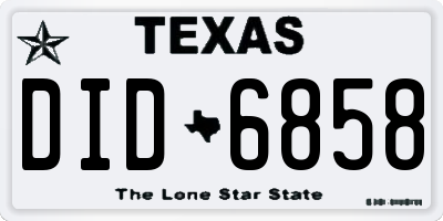 TX license plate DID6858