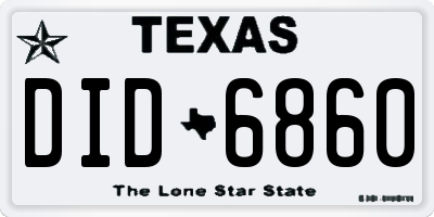 TX license plate DID6860