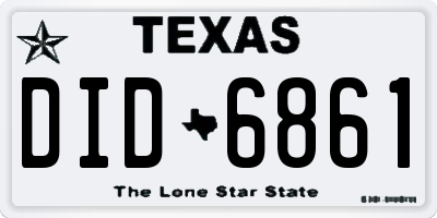 TX license plate DID6861