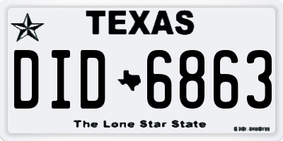 TX license plate DID6863