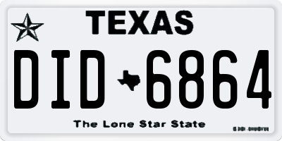 TX license plate DID6864