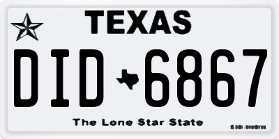 TX license plate DID6867