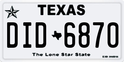 TX license plate DID6870