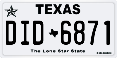 TX license plate DID6871